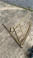 Antique wood handle sickle scythe w grain cradle