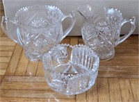 Lot Of Pinwheel Crystal Cut Glass Dishware