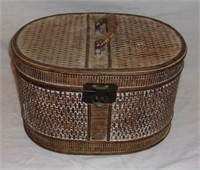 Modern wooden basket w/ handle.