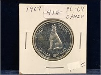 1967 Can Silver 50 Cent Piece  PL64