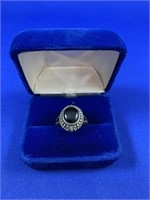 Sterling Silver Ring w Black Cabochon