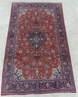 SAROUK HAND KNOTTED WOOL AREA CARPET, 7'9" X 12'