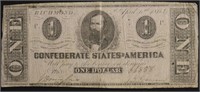 1864 1 $ CONFEDERATE NOTE VF