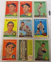 1958 Topps Lot of 8 Baseball Cards Pafko & More