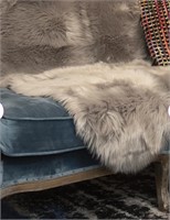 $275 Soft Faux Fur Sheepskin Grey Area Rug 2Pcs