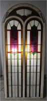 82.5"x36" Leaded stained glass Church window.