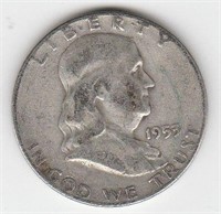 1953 D 90% Silver Franklin Half Dollar Coin