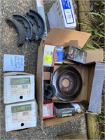 Box of Car Parts (incl. brake shoes, pads, discs)