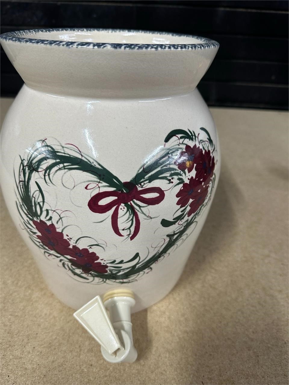 Casey Pottery Marshall TX Heart flowers Dispenser