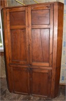 19th C American primitive pine 4 blind door corner