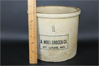 A. Moll Grocer Co 1 Gallon Crock