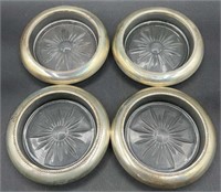 4 Frank M Whiting Silver Coasters W/ Handmade