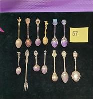 Collections of Souvenirs Spoons & A Fork