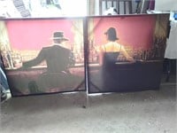 TWO LARGE WALL ART LADY AND MAN CANOPY