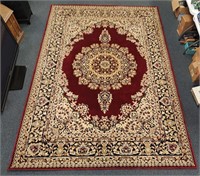 Red & Cream 7.5' x 10.5' Floral Area Rug