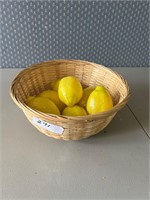 STRAW BASKET W/ PLASTIC LEMONS