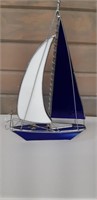 Cobalt Blue Stained glass sail boat