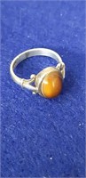 sterling silver ring with amber stone size 5.75