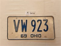License Plate Ohio 1969