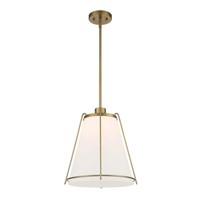 $95  1-Light Brushed Gold Pendant w/ Opal Shade