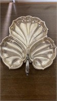 Vintage Shell Dish Divided Tray Silver Plated