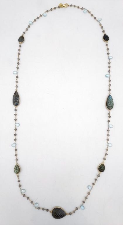 (KC) Sterling Silver Topaz & Laboradorite Necklace