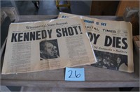 Kennedy Shot / Kennedy Dies Newspapers 1968