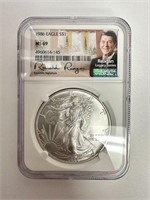 1986 Eagle Reagan Legacy Silver Coin MS 69 NGC