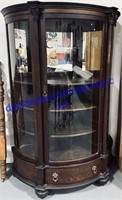 Brown Antique Curved Glass Hutch (5 x 8?