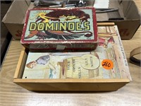 Wooden Box & Vintage Dominos