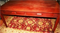 6'L Red Paint 2-Drawer Farm Table