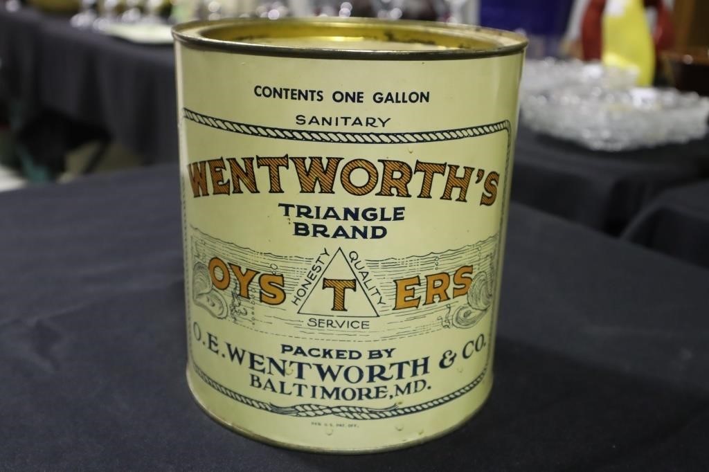 O E Wentworth & Co 1 gal Oysters can Baltimore MD