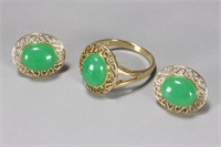 Ladies 14ct Gold and Jade Jewellery Suite,