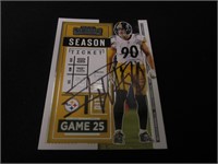 TJ Watt signed football card COA