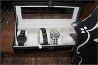 WATCH DISPLAY W/ WATCHES AND BAND