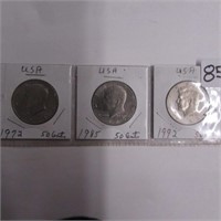 1972,85,92 US. 50 CENT COINS