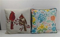 Cardinals and Floral throw pillows