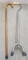2 Walking Canes, 1 Wood, 1 Stainless