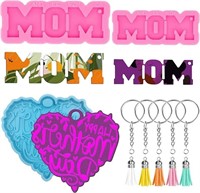 Set of 3 Keychain Resin Molds Mom Word-Pack of 2