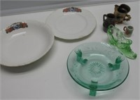 VASELINE GLASS BOWL, GLASS SHOE AND ASSRTED