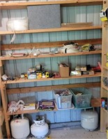 Contents east wall shelves. Will sealz propane