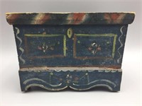 Blue decorated hand painted miniature chest