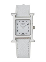 Hermes Heure H White Dial Ss Women's Watch 21mm