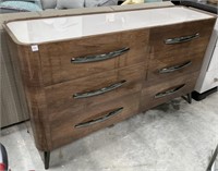 Modern High Gloss Walnut 6 Drawer Dresser 60” w x