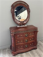 Ornate Three Drawer Dresser w/ Wall Mirror