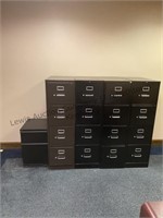 Four large four drawer and one small two drawer