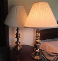 Pair of brass table lamps 31 1/2" Tall.