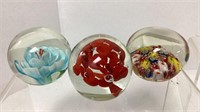 (3) Art glass paper weights