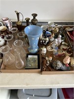 Collection of Brass, Vase, Lamp Chimneys, Box Lot