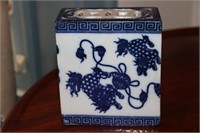 Chinese blue and white opium pillow decorated